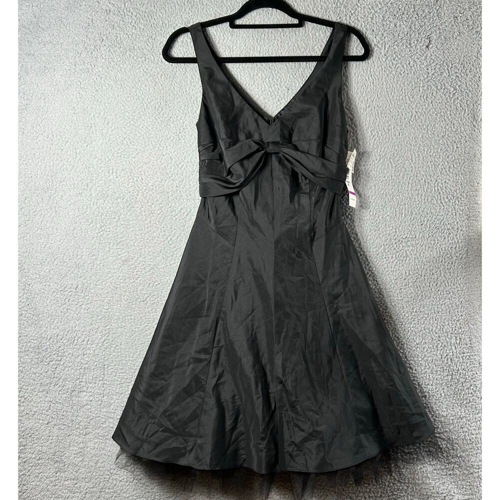 Onyx Nite Dress Womens 10 Black Sleeveless Bow V Neck Dress Party Formal NEW